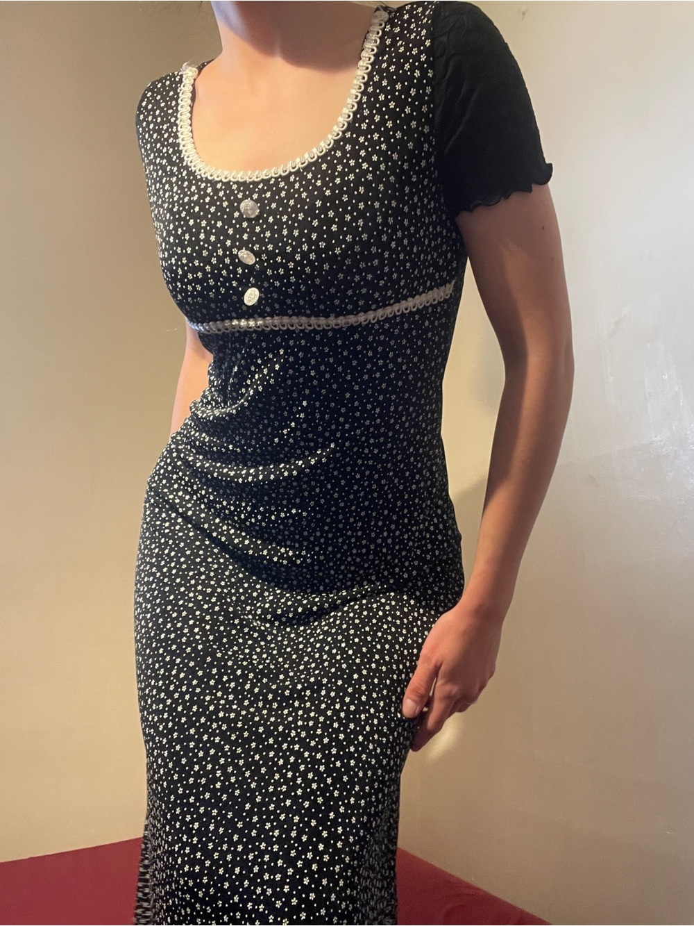 Vintage 90’s Black Floral Maxi Dress